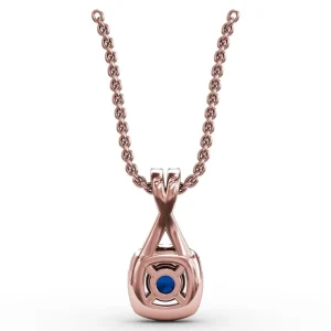 Hot Fana Halo Sapphire and Diamond Pendant