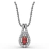 New Fana Halo Teardrop Ruby and Diamond Pendant