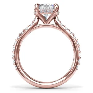 Fashion Fana Hidden Halo Diamond Engagement Ring