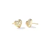 New Kendra Scott Holland Gold Heart Stud Earrings in White Crystal