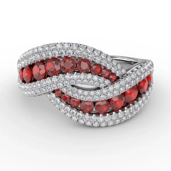 Discount Fana Intertwining Love Ruby and Diamond Ring