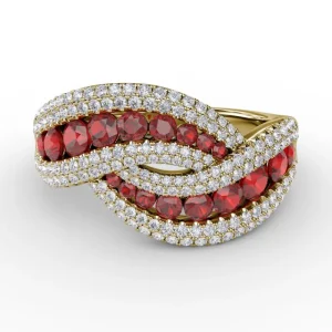 Discount Fana Intertwining Love Ruby and Diamond Ring