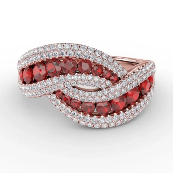 Discount Fana Intertwining Love Ruby and Diamond Ring