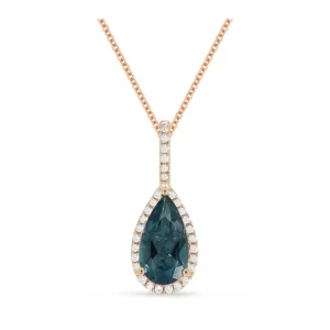 Fashion Kelley Collection London Blue Topaz & Diamond Pendant
