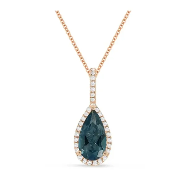 Fashion Kelley Collection London Blue Topaz & Diamond Pendant