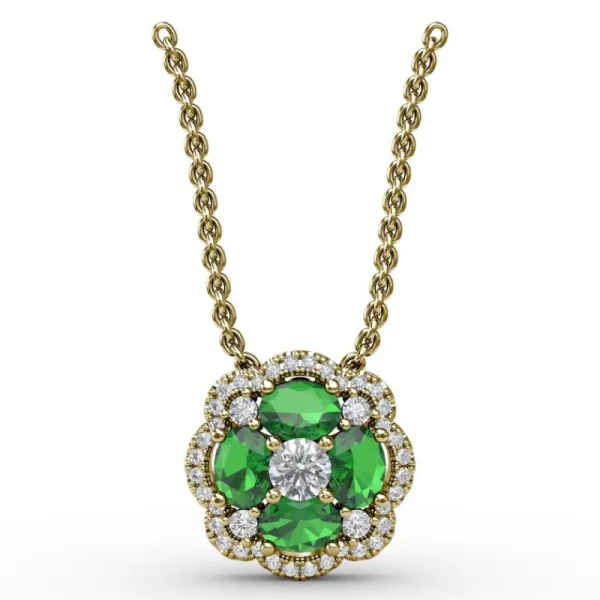 Discount Fana Love in Bloom Emerald and Diamond Pendant