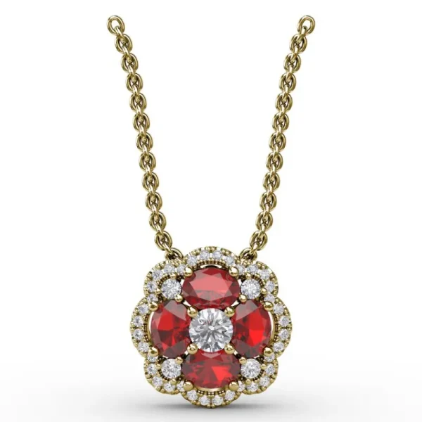 Discount Fana Love in Bloom Ruby and Diamond Pendant
