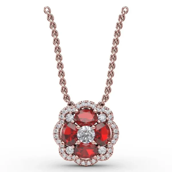Discount Fana Love in Bloom Ruby and Diamond Pendant