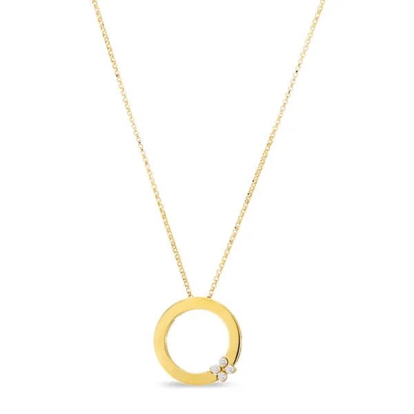 Hot Roberto Coin Love In Verona Circle of Life Diamond Flower Necklace