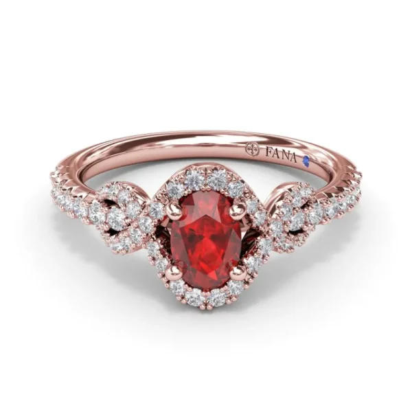 Clearance Fana Love Knot Ruby and Diamond Ring