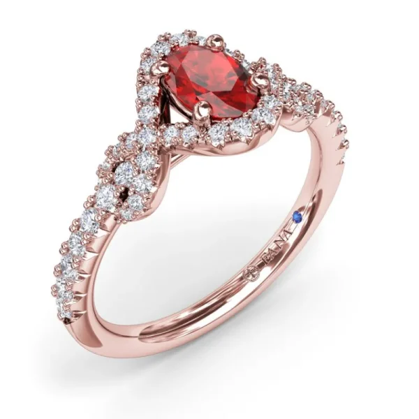 Clearance Fana Love Knot Ruby and Diamond Ring