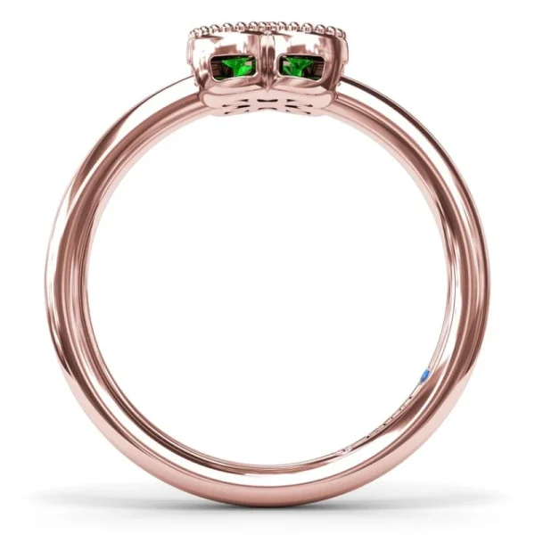 New Fana Magnolia Milgrain Emerald Ring