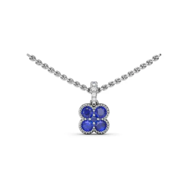 Hot Fana Magnolia Milgrain Sapphire Pendant