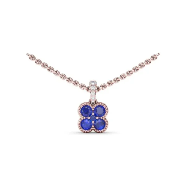 Hot Fana Magnolia Milgrain Sapphire Pendant