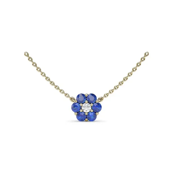 Outlet Fana Magnolia Sapphire and Diamond Necklace