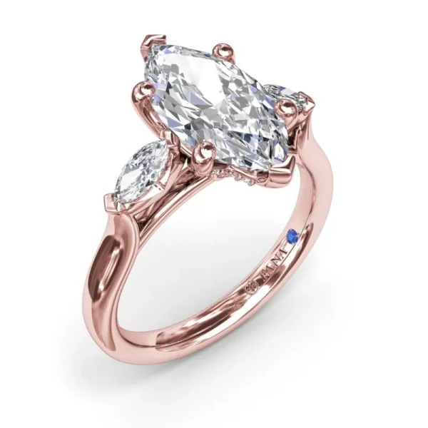 Hot Fana Marquise Three-Stone Diamond Engagement Ring