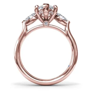 Hot Fana Marquise Three-Stone Diamond Engagement Ring