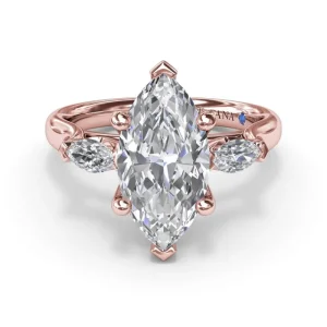Hot Fana Marquise Three-Stone Diamond Engagement Ring