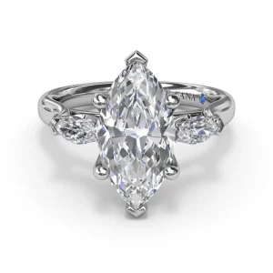 Hot Fana Marquise Three-Stone Diamond Engagement Ring