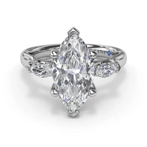 Hot Fana Marquise Three-Stone Diamond Engagement Ring