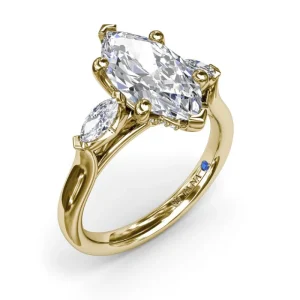 Hot Fana Marquise Three-Stone Diamond Engagement Ring