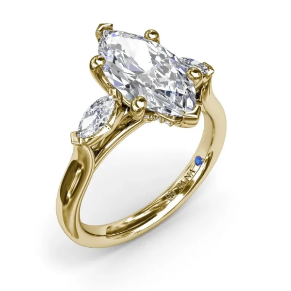 Hot Fana Marquise Three-Stone Diamond Engagement Ring