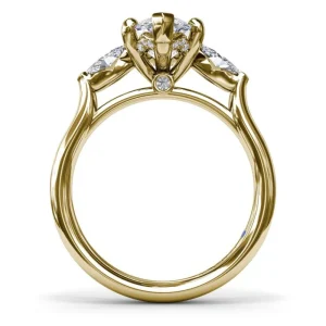 Hot Fana Marquise Three-Stone Diamond Engagement Ring