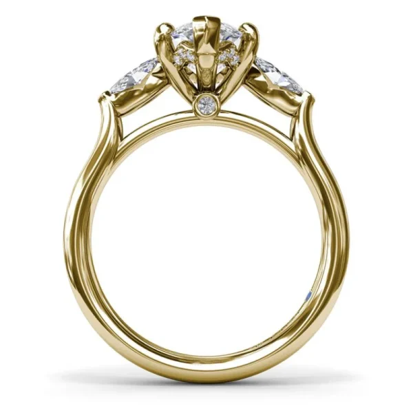 Hot Fana Marquise Three-Stone Diamond Engagement Ring