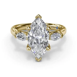 Hot Fana Marquise Three-Stone Diamond Engagement Ring