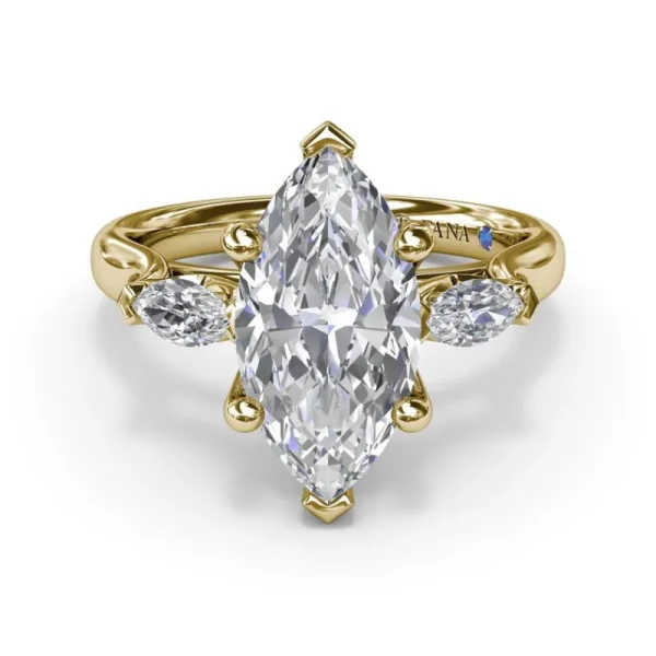 Hot Fana Marquise Three-Stone Diamond Engagement Ring