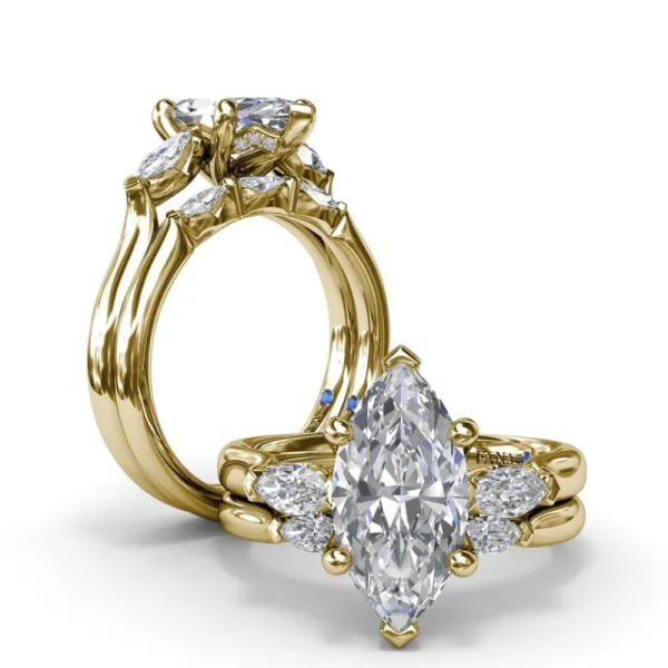 Hot Fana Marquise Three-Stone Diamond Engagement Ring