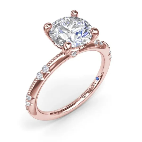 New Fana Milgrain Knife-Edge Round Diamond Engagement Ring