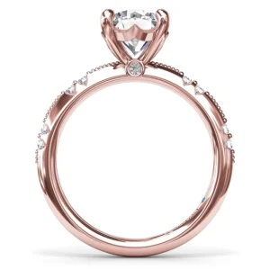 New Fana Milgrain Knife-Edge Round Diamond Engagement Ring