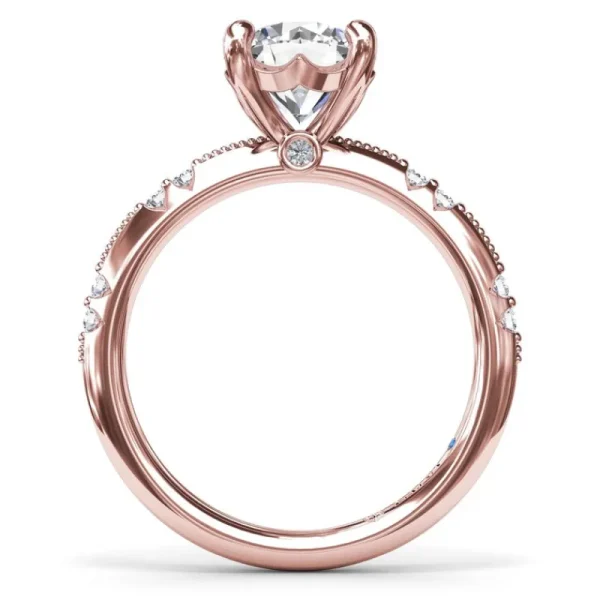 New Fana Milgrain Knife-Edge Round Diamond Engagement Ring