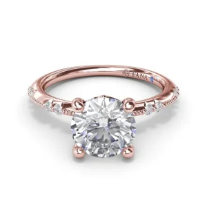 New Fana Milgrain Knife-Edge Round Diamond Engagement Ring