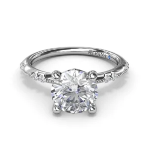 New Fana Milgrain Knife-Edge Round Diamond Engagement Ring