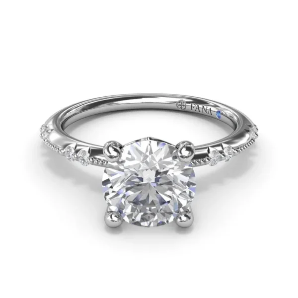 New Fana Milgrain Knife-Edge Round Diamond Engagement Ring