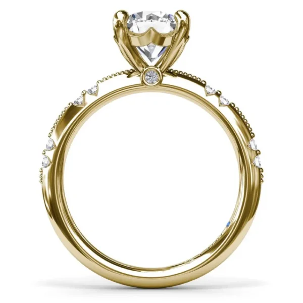 New Fana Milgrain Knife-Edge Round Diamond Engagement Ring