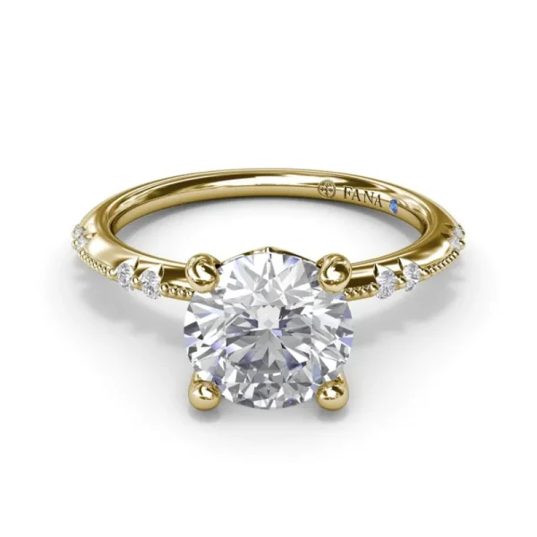 New Fana Milgrain Knife-Edge Round Diamond Engagement Ring