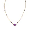 Discount Kendra Scott Mini Elisa Gold Enamel Frame Short Pendant Necklace in Purple Mother-of-Pearl