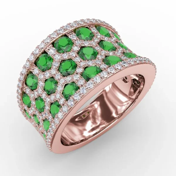 Clearance Fana Motif Emerald and Diamond Ring