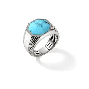 Outlet John Hardy Octagon Signet Ring With Trated Turquoise