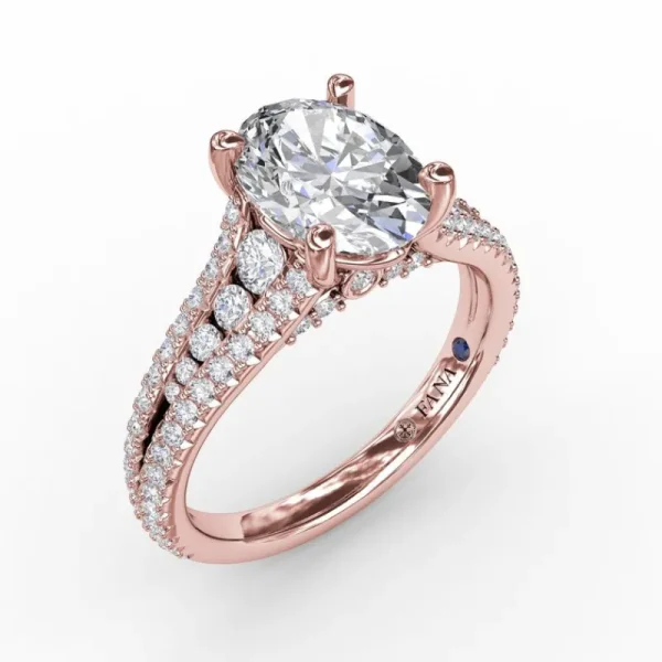 Online Fana Oval Diamond Solitaire Engagement Ring With Triple-Row Tapered Diamond Band