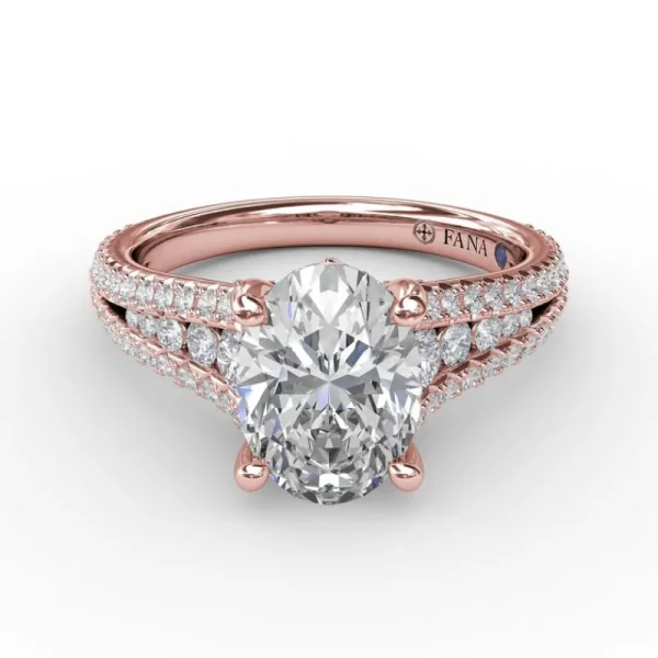 Online Fana Oval Diamond Solitaire Engagement Ring With Triple-Row Tapered Diamond Band