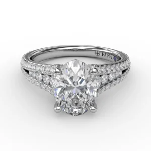 Online Fana Oval Diamond Solitaire Engagement Ring With Triple-Row Tapered Diamond Band