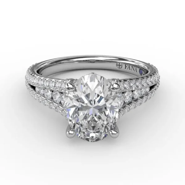 Online Fana Oval Diamond Solitaire Engagement Ring With Triple-Row Tapered Diamond Band