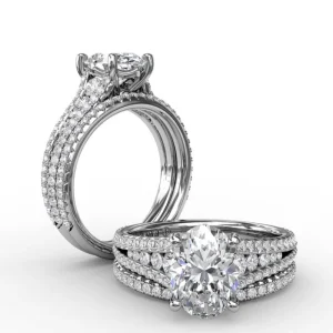 Online Fana Oval Diamond Solitaire Engagement Ring With Triple-Row Tapered Diamond Band