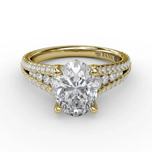 Online Fana Oval Diamond Solitaire Engagement Ring With Triple-Row Tapered Diamond Band
