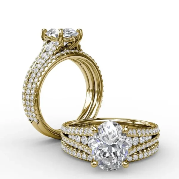 Online Fana Oval Diamond Solitaire Engagement Ring With Triple-Row Tapered Diamond Band