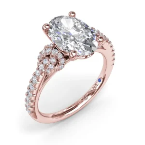 Clearance Fana Oval Love Knot Diamond Engagement Ring